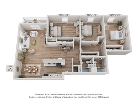The Granby | 3 bedroom 2 bathroom Floor Plan at The Lafayette, Virginia